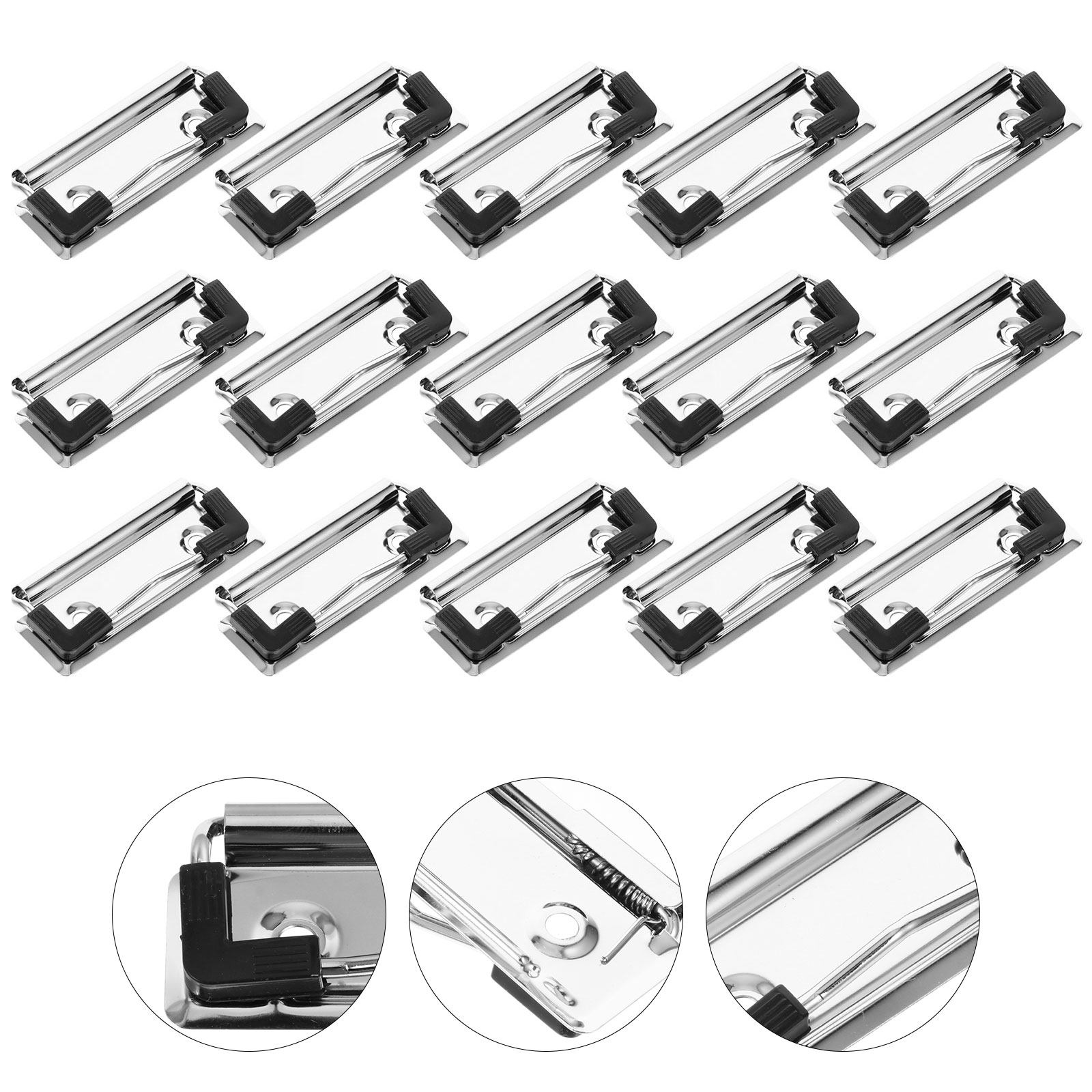 Stationery Warehouse - 15 stuks robuuste metalen klembordklemmen met